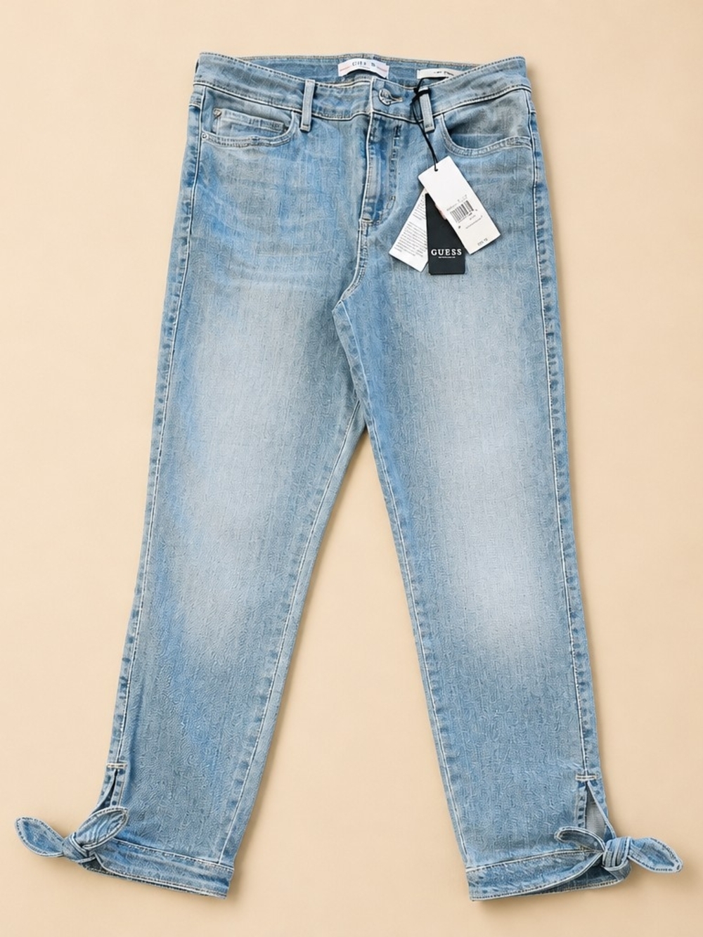 GUESS Light Blue Women's Stretch Jeans with Hem Ties